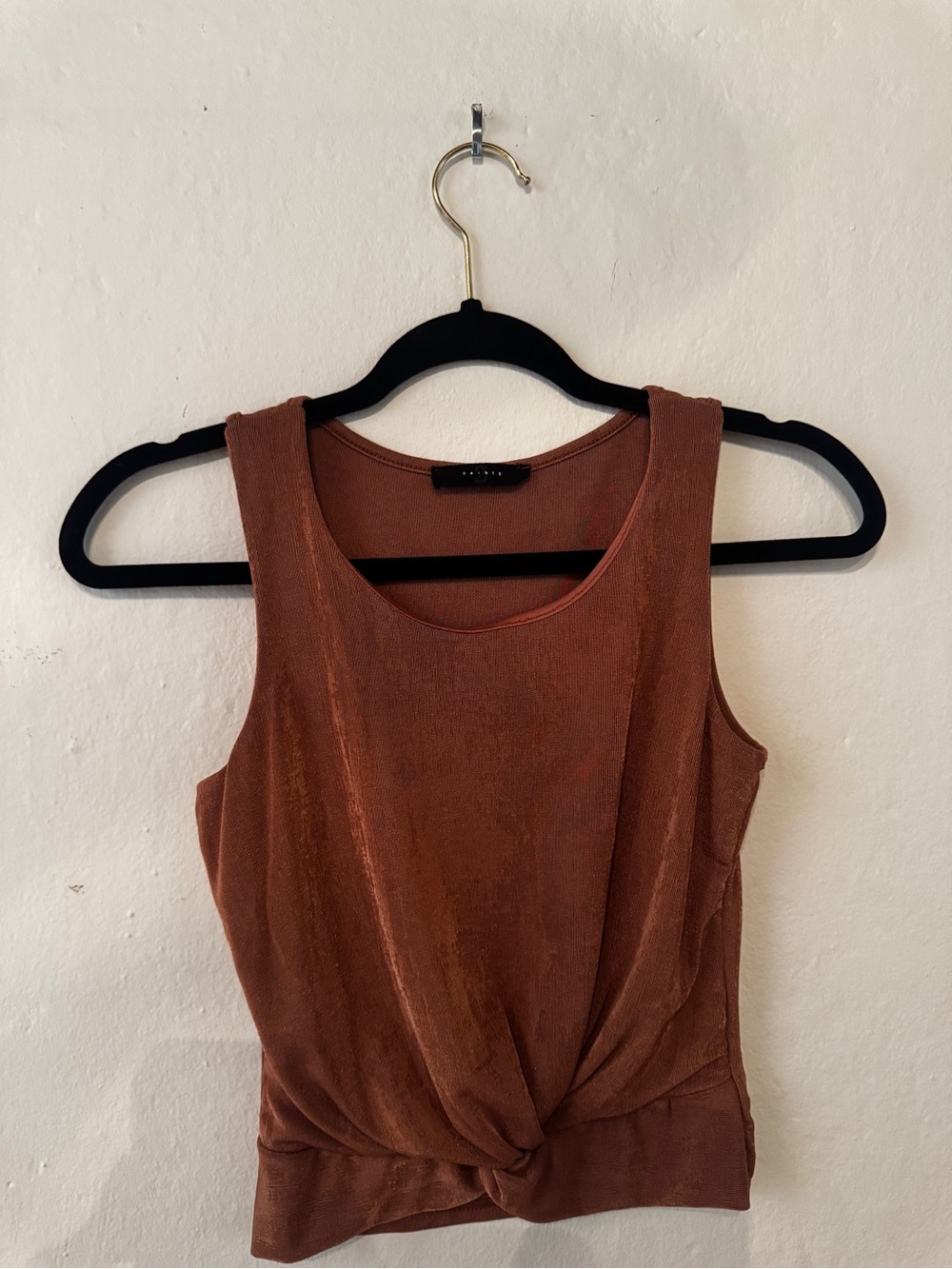 Twist-Front Tank Top in Rust by EVAN